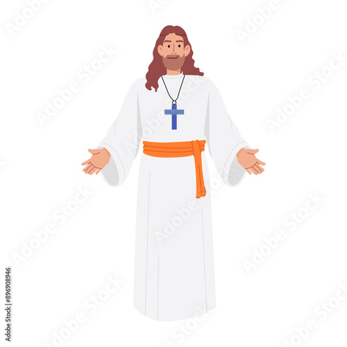 A flat style character illustration of jesus christ 

