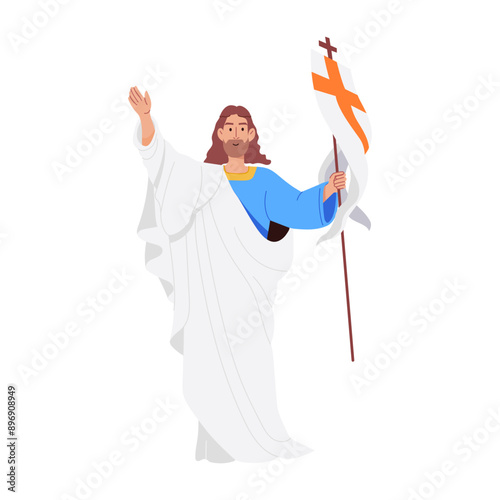 A flat style illustration of jesus banner 

