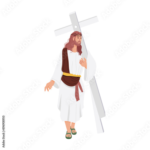 Jesus cross illustration in flat style 

