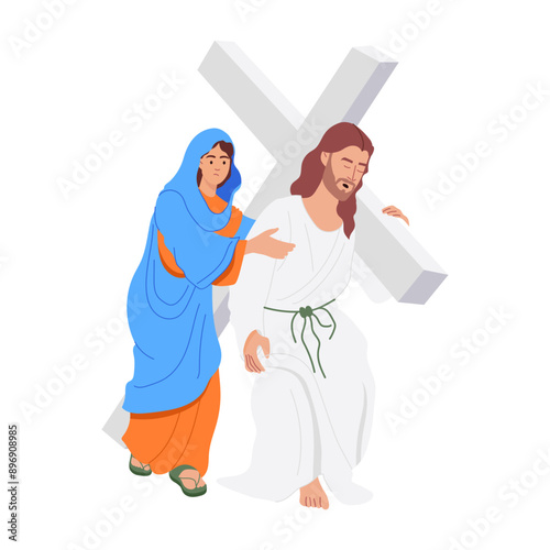 Jesus mother illustration in flat style 

