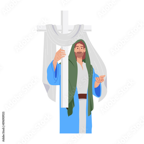 Jesus cloth with cross, flat style character 

