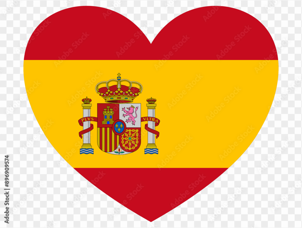 Spain flag in heart shape isolated on transparent background. vector illustration Spain flag in heart shape isolated on transparent background. vector illustration
