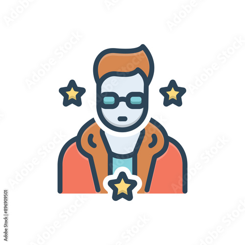 Color illustration icon for celebrity