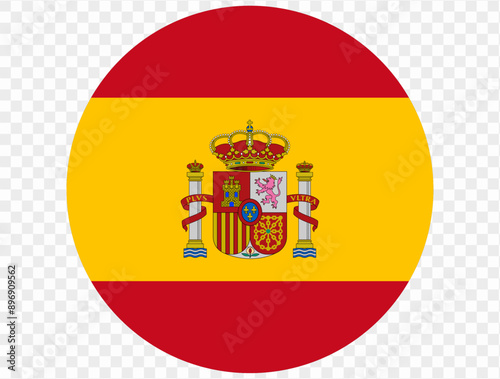 Spain flag button on png or transparent background. vector illustration. 