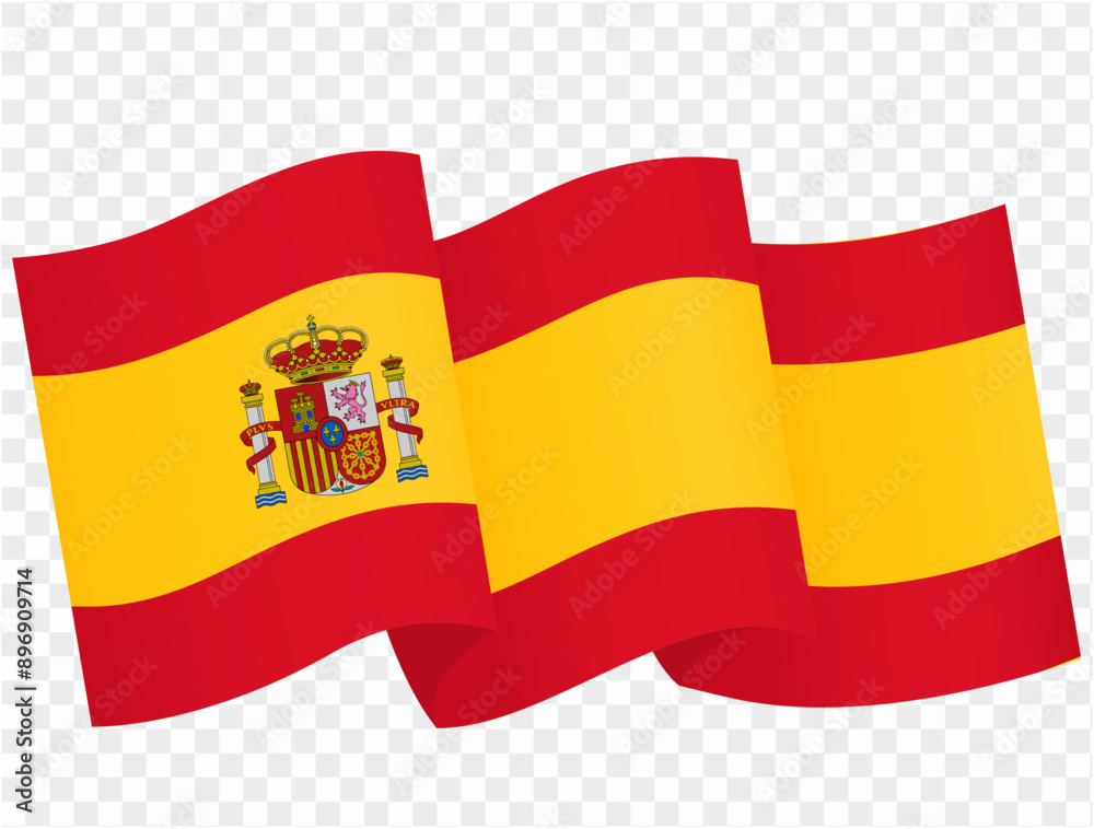 Obraz premium Spain flag wave isolated on png or transparent background vector illustration.