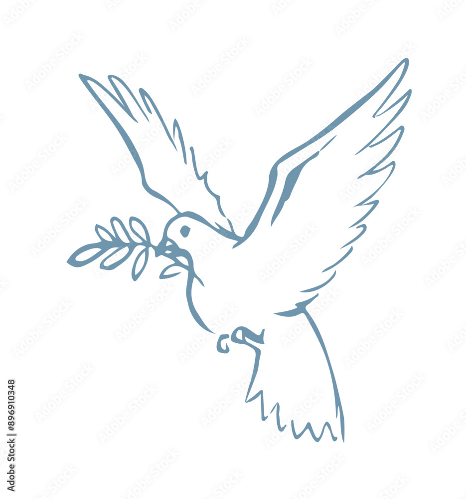 Vector drawing. Cute flying dove