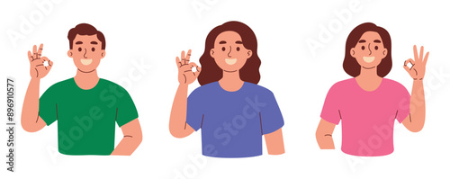 Woman and Man Giving Ok Sign of Understanding