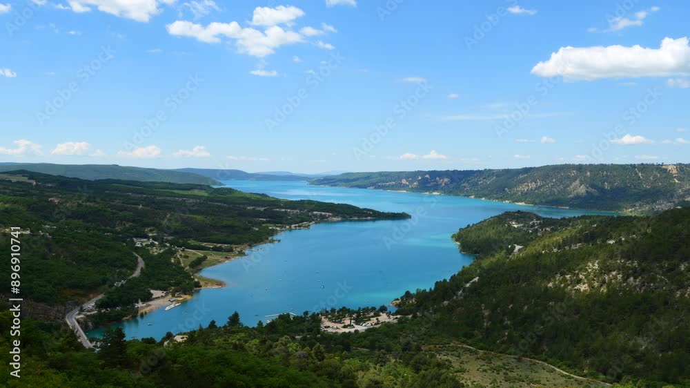 Panoramic View of Sainte-Croix Lake in the Provence, South of France Panoramic View of Sainte-Croix Lake in the Provence, South of France
