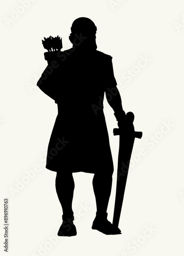 Vector drawing. Warrior with sword