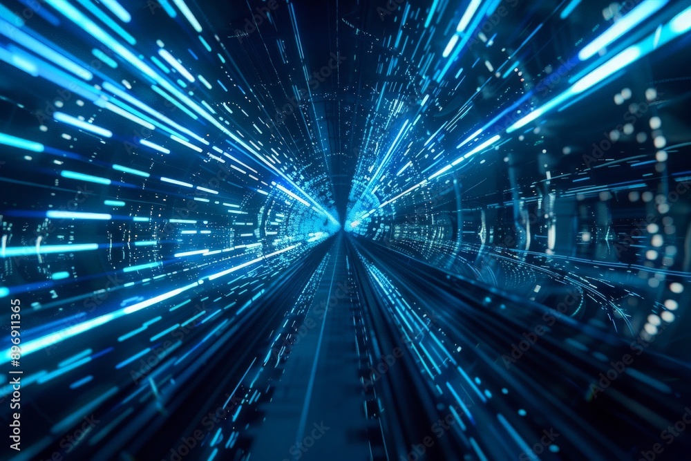 Abstract Blue Light Tunnel Background Abstract Blue Light Tunnel Background