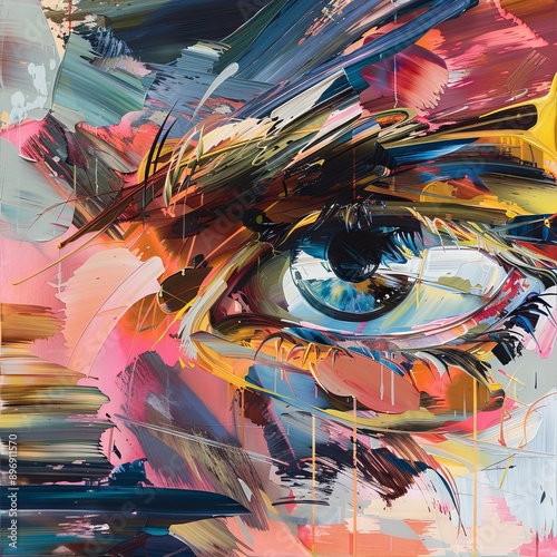 a glitched abstract oil painting done by moet and kandinsky of a animalistic kaligraphical 3d serif as futuristic future saying 