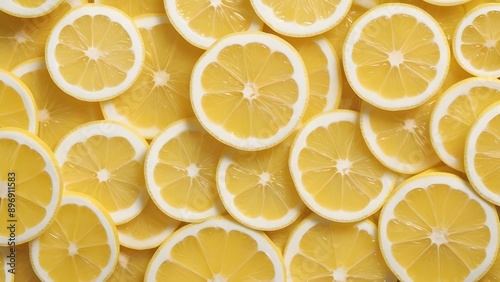 Top View Full Frame of Fresh Lemon Fruit Slices, Creating a Vibrant and Summery Visual Feast. Lime slices background, pattern full frame. Grape fruit, orange and lime.
