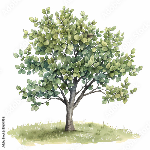 Alder tree isolated on white background, generated ai