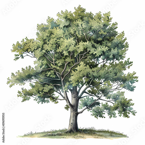 Ash tree isolated on white background, generated ai