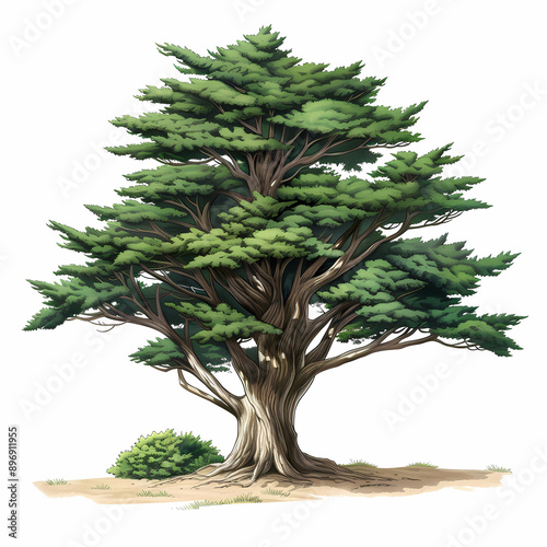Cedar tree isolated on white background, generated ai