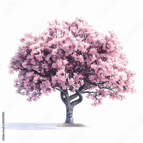 Cherry tree isolated on white background, generated ai