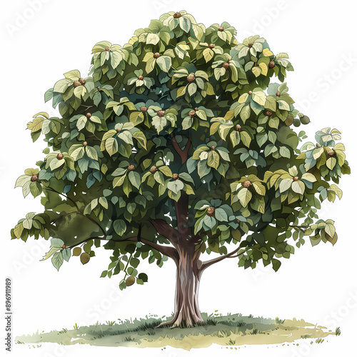 Chestnut tree isolated on white background, generated ai
