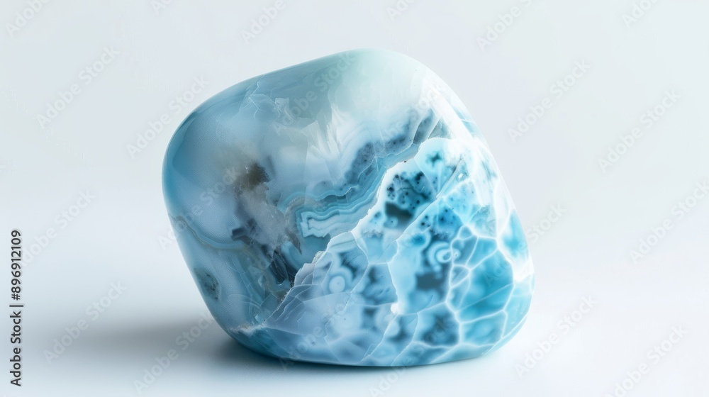 Polished Larimar Gem on White Background for Jewelry Design and Fashion Accessories Polished Larimar Gem on White Background for Jewelry Design and Fashion Accessories
