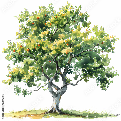 Plane tree on isolated white background, generated ai