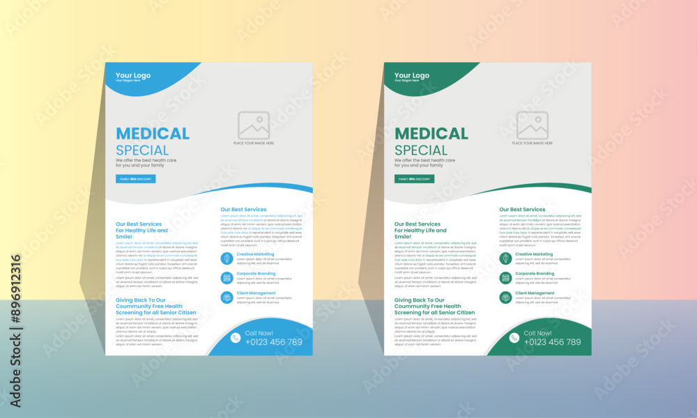 Obraz premium Medical Flyer Template, Healthcare Medical Flyer