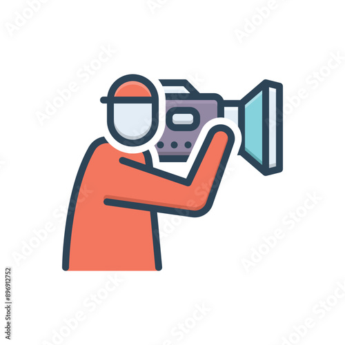 Color illustration icon for cameraman