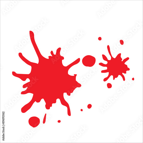 Paint red pigment spray splash stain illustration spots