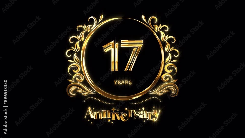 17th Anniversary Celebration. Happy 17 Years Anniversary Animation in Gold Color on the Transparent Background, Alpha Channel. Great for greetings, celebrations, events, and gifts. 17th Anniversary Celebration. Happy 17 Years Anniversary Animation in Gold Color on the Transparent Background, Alpha Channel. Great for greetings, celebrations, events, and gifts.
