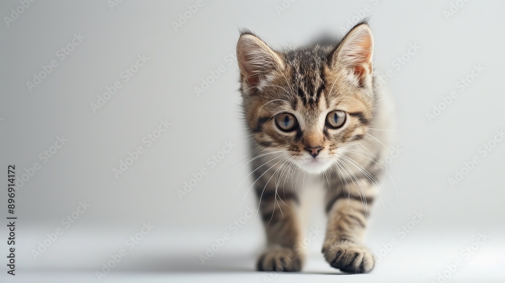 Tabby Kitten Walking Towards Camera Tabby Kitten Walking Towards Camera