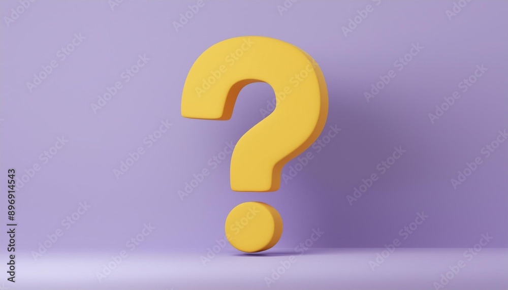 Yellow question mark icon sign or ask faq answer solution and information support illustration business symbol on purple background with search problem graphic idea or help concept. 3D rendering. Yellow question mark icon sign or ask faq answer solution and information support illustration business symbol on purple background with search problem graphic idea or help concept. 3D rendering.