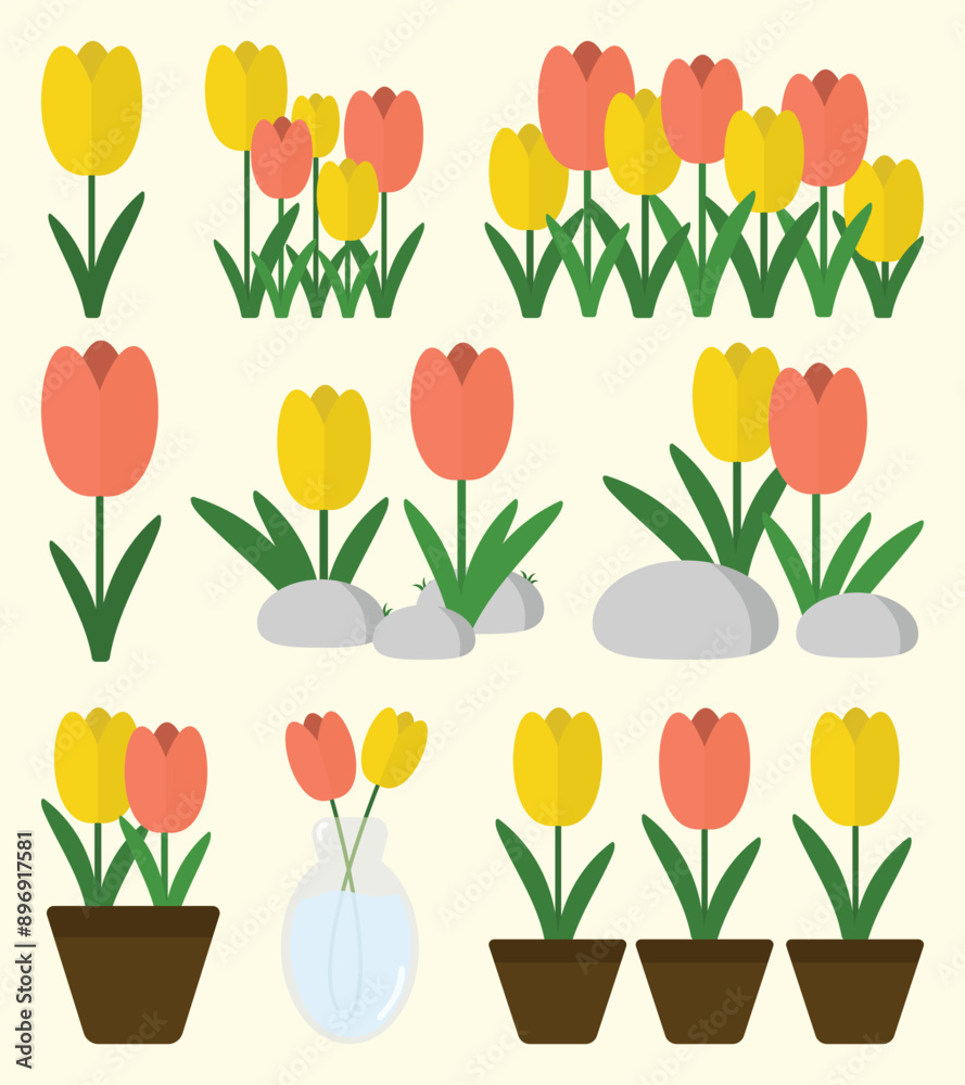 Spring Flower Vectors Set Spring Flower Vectors Set