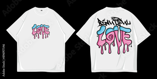 Design street wear, mockup t shirt oversize front and back