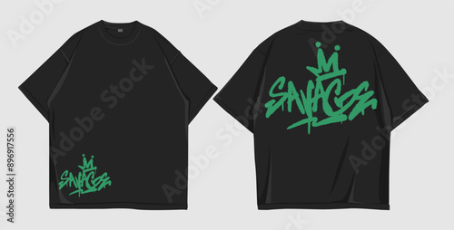 Design street wear, mockup t shirt oversize front and back