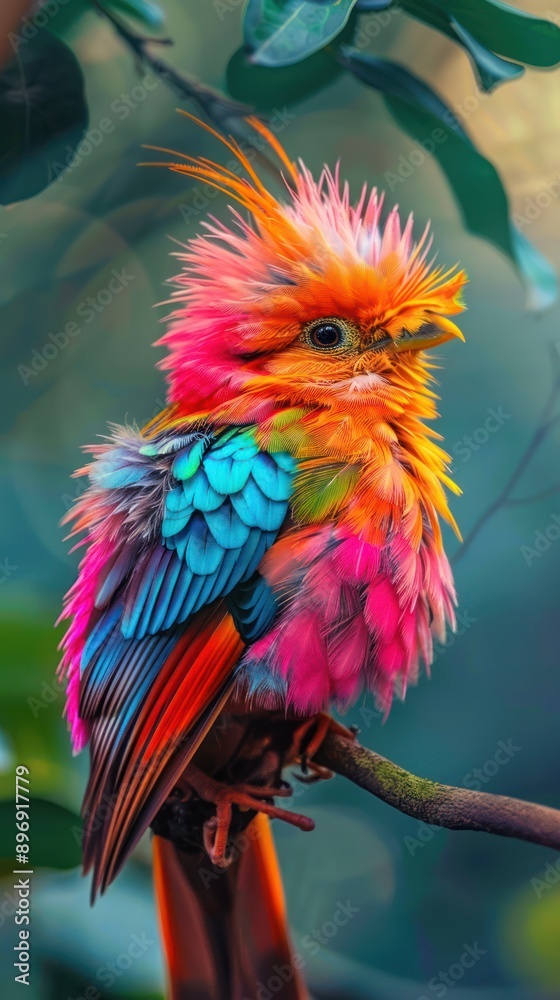 Obraz premium Colorful exotic bird in a lush forest