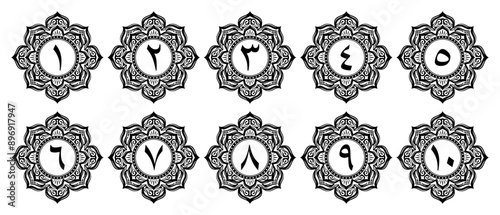 Arabic numerals with premium border decoration. illustration vector. transparent background. free to use for your needs.
