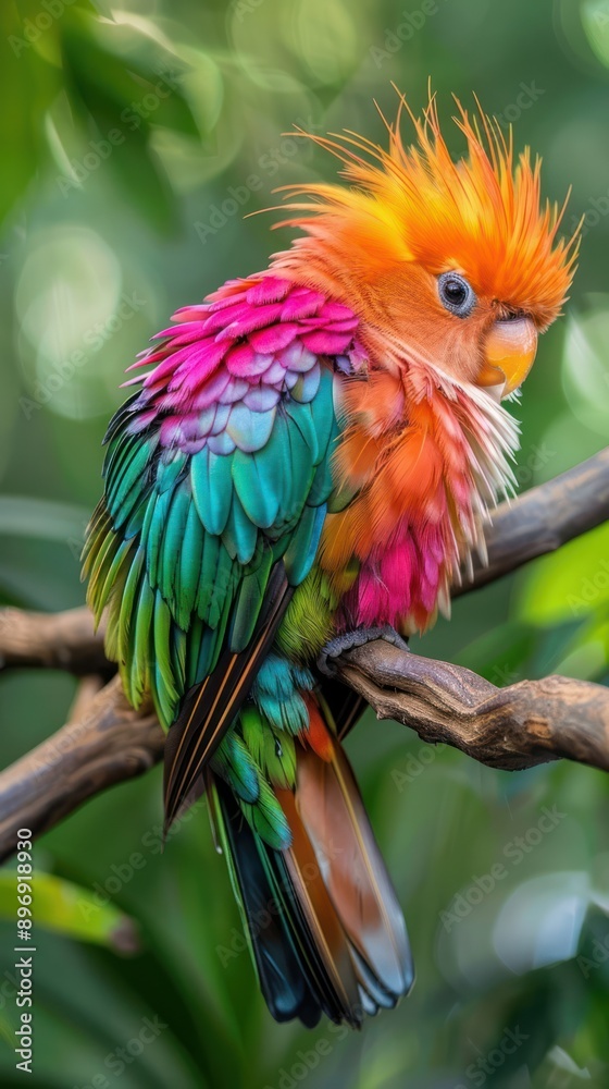 Colorful Exotic Bird Perched on a Branch