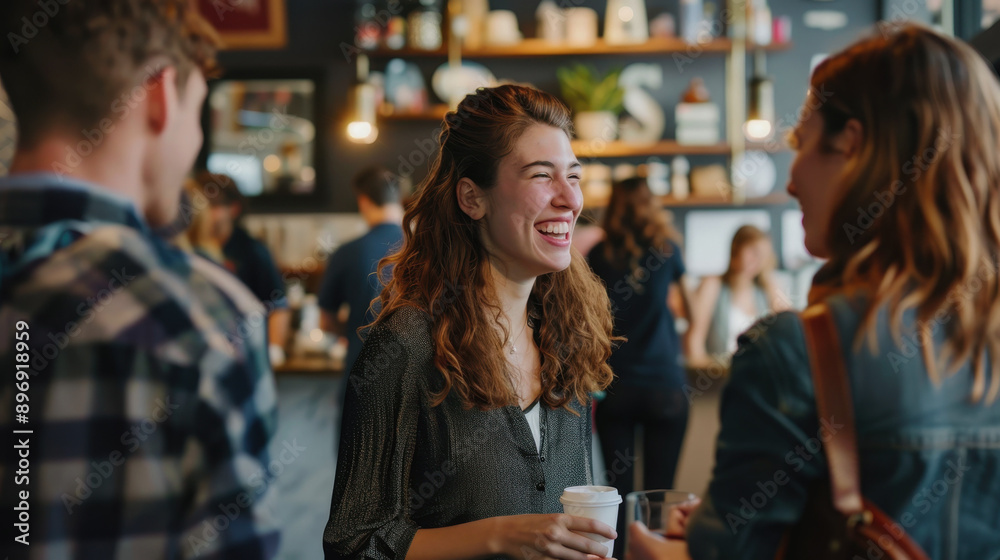 the girl is smiling in the company. communication of people. partnerships the girl is smiling in the company. communication of people. partnerships