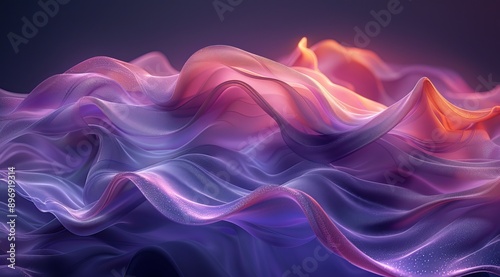 Abstract Purple and Orange Fabric Waves