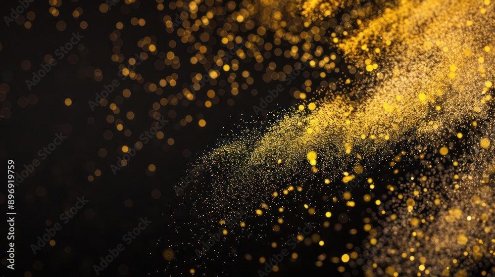 Elegant Golden Particle Swirl on Dark Background Elegant Golden Particle Swirl on Dark Background