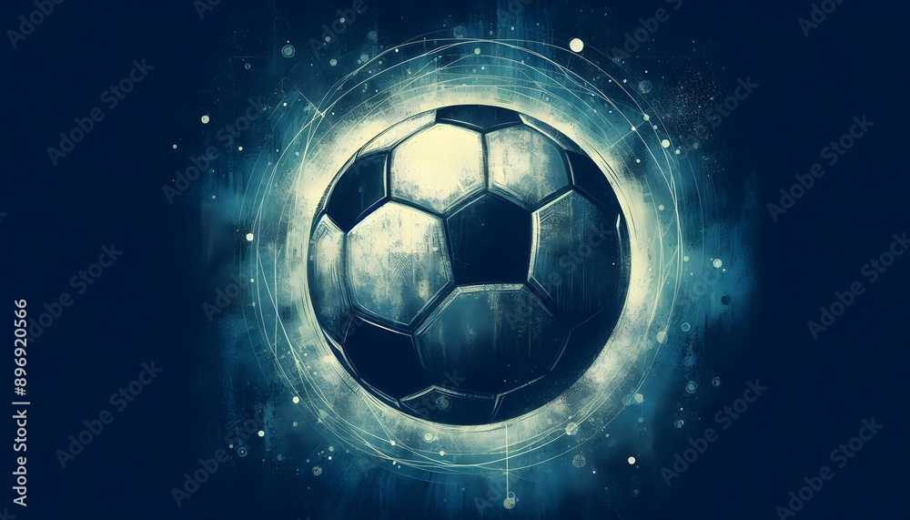 Fototapeta premium Soccer ball on blue background