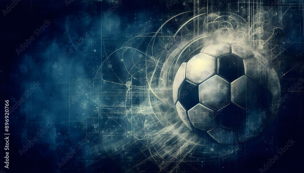 Fototapeta premium Soccer ball on blue background