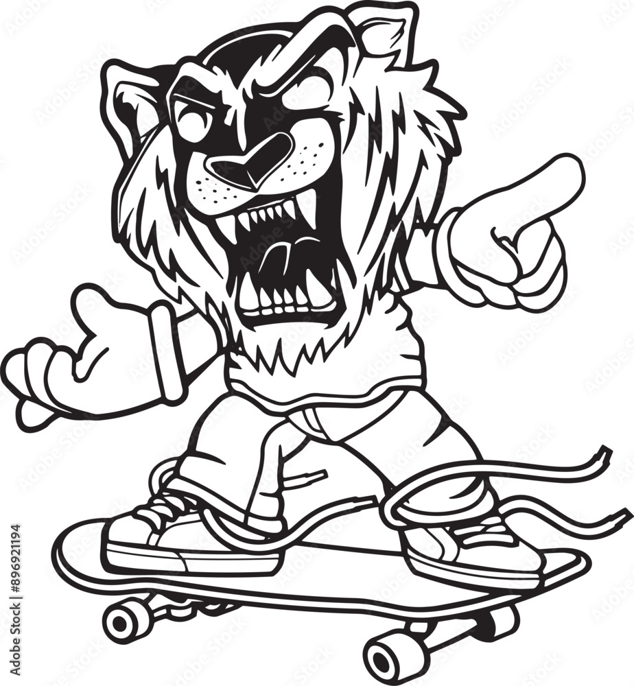 Fototapeta premium sketch of a person with a skateboard