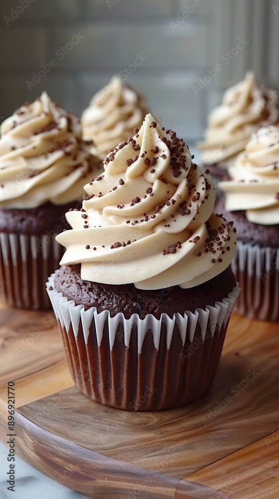 Decadent Chocolate Cupcake with Creamy Frosting and Chocolate Chips Decadent Chocolate Cupcake with Creamy Frosting and Chocolate Chips
