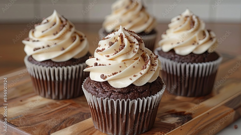 Decadent Chocolate Cupcake with Creamy Frosting and Chocolate Chips Decadent Chocolate Cupcake with Creamy Frosting and Chocolate Chips
