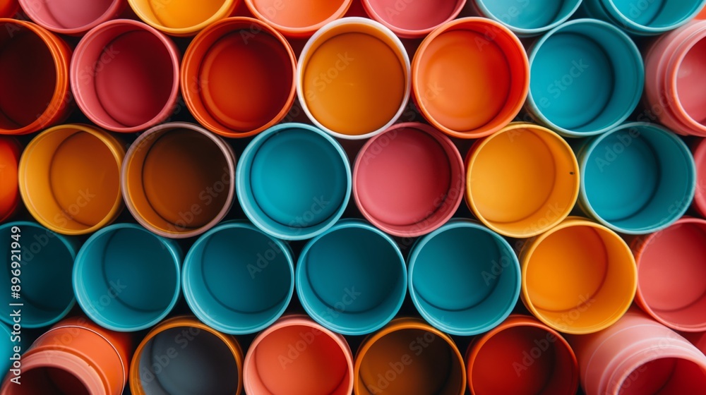 A close-up of a wall of colorful circular tubes A close-up of a wall of colorful circular tubes