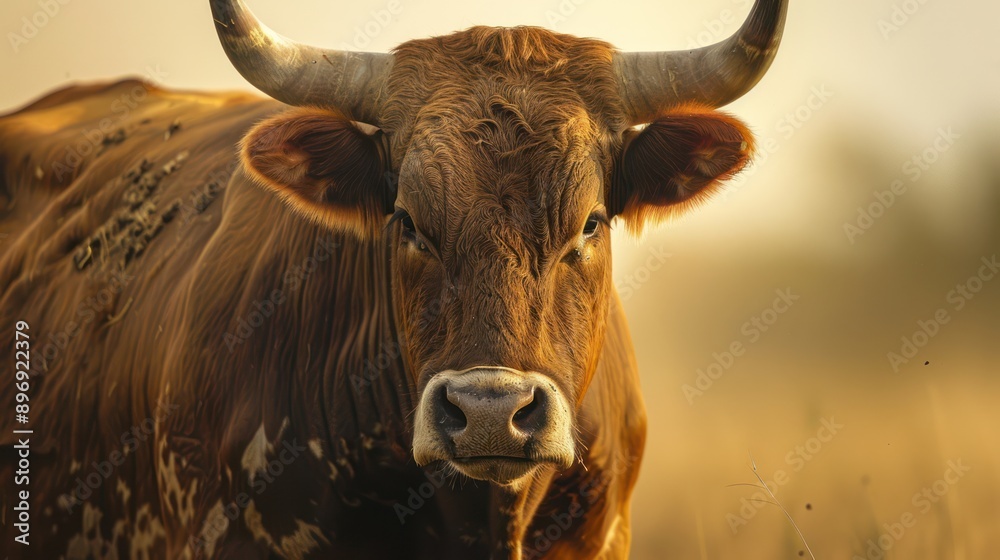 Close-Up Portrait of a Brown Cow at Golden Hour Close-Up Portrait of a Brown Cow at Golden Hour