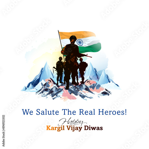 Happy Kargil Vijay Diwas. Indian army celebrating 26 July Kargil Victory day.