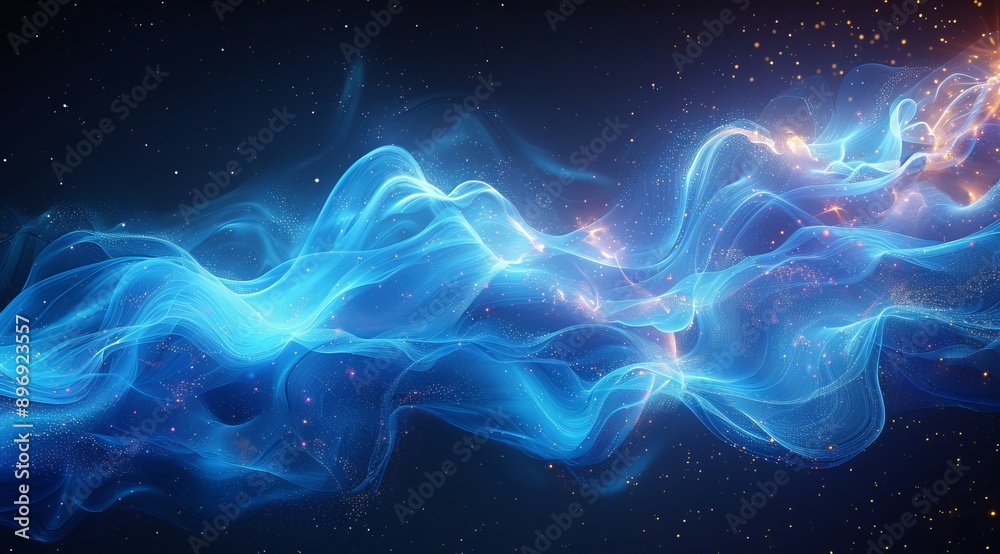 Abstract Blue Light Waves With Sparkles Abstract Blue Light Waves With Sparkles