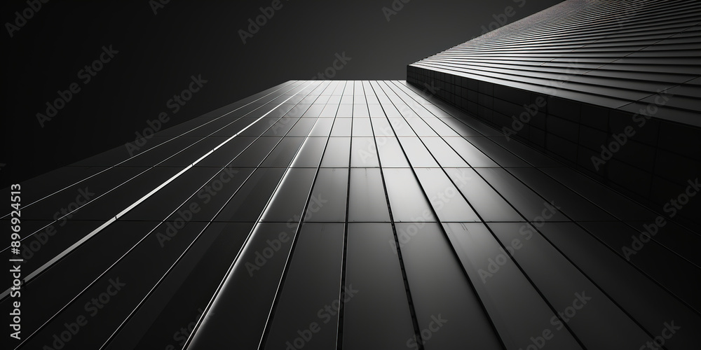 Abstract Architectural Photography with Black and White Vertical Lines. Low Angle Shot of Minimalist Modernism Design. High Contrast and Cool Tones Creating a Mysterious Atmosphere. Abstract Architectural Photography with Black and White Vertical Lines. Low Angle Shot of Minimalist Modernism Design. High Contrast and Cool Tones Creating a Mysterious Atmosphere.