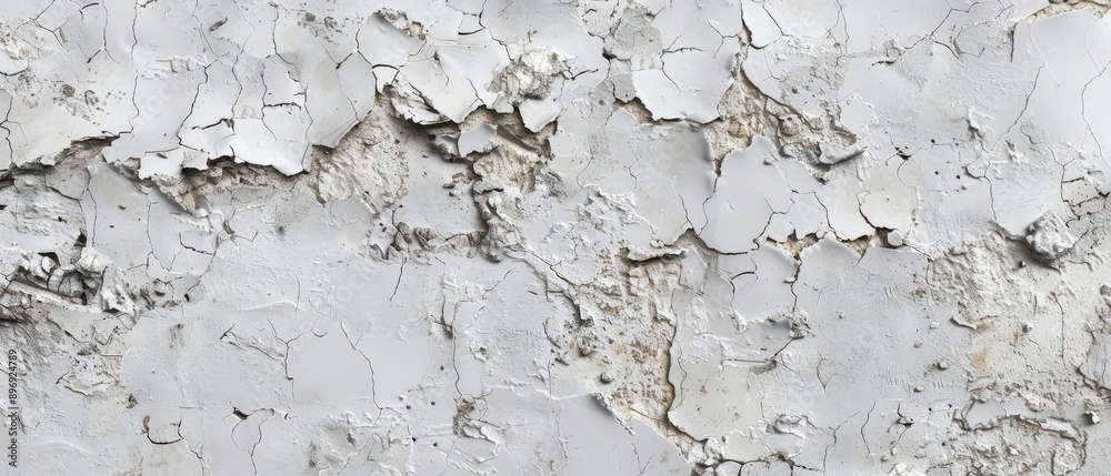 Obraz premium Panoramic close-up, high detail scan of distressed plaster texture, Generative AI