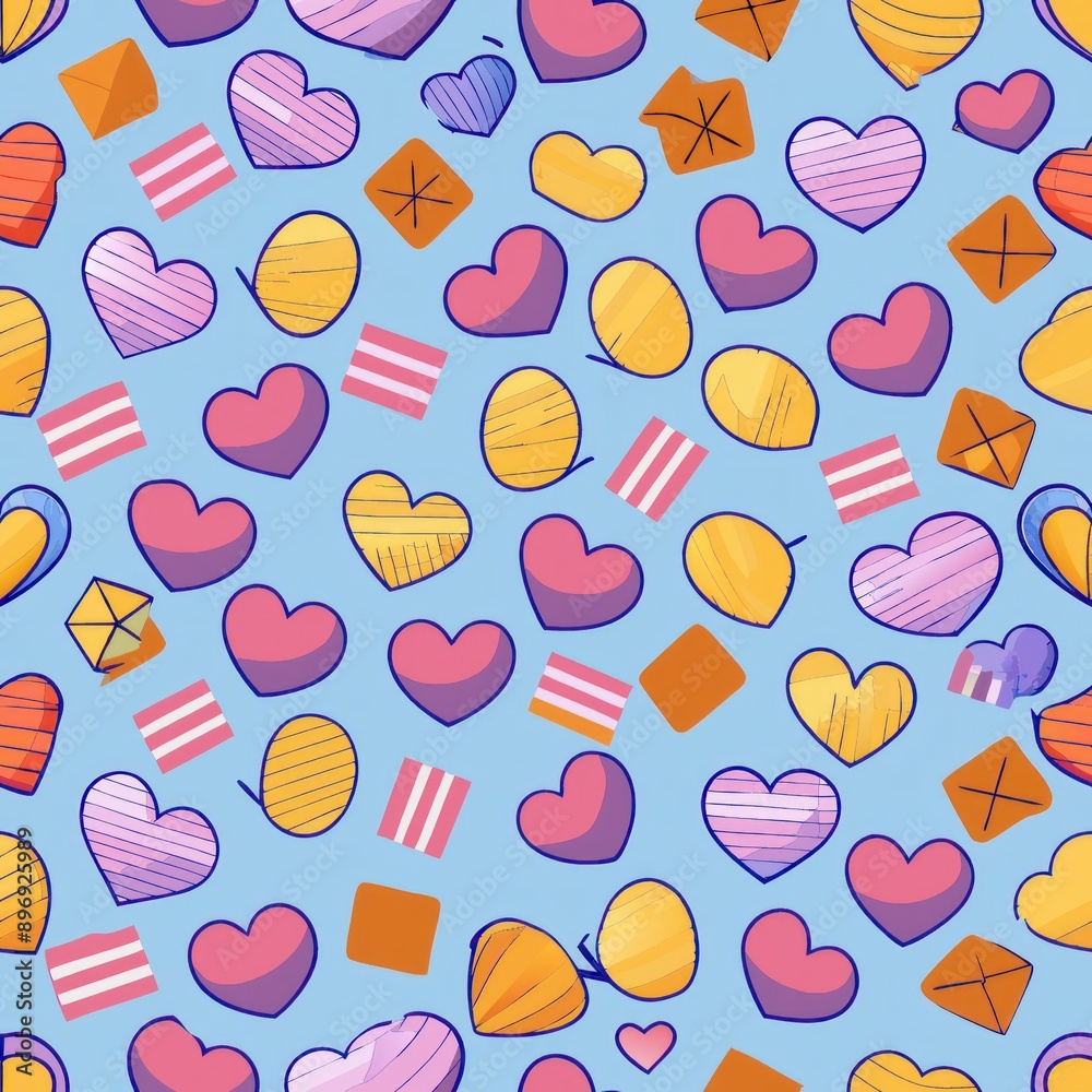 Seamless pattern of candy hearts and love notes, Generative AI Seamless pattern of candy hearts and love notes, Generative AI